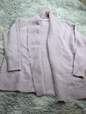 LOFT Lavender Open-Front Shawl Collar Cardigan